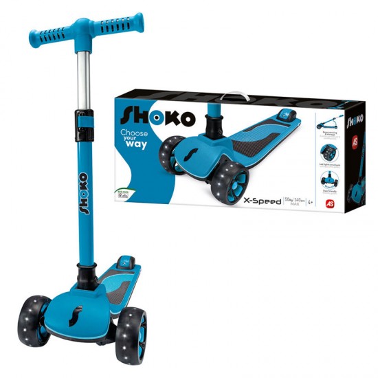 As Company Πατίνι Shoko Scooter X-Speed με 3 Ρόδες & LED φως Μπλε 5004-50526 As Company Πατίνι Shoko Scooter X-Speed με 3 Ρόδες & LED φως Μπλε 5004-50526