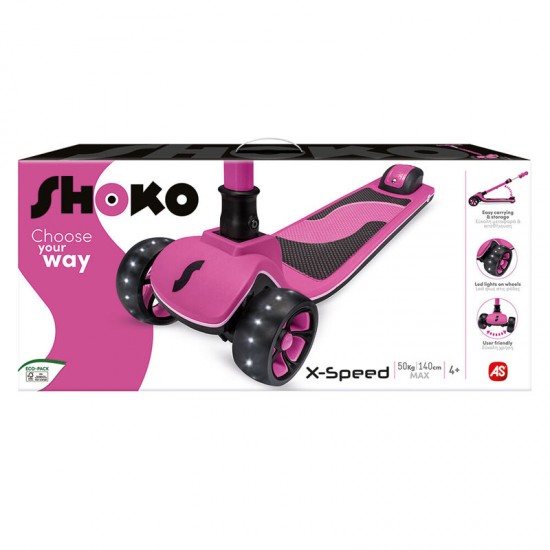 As Company Πατίνι Shoko Scooter X-Speed με 3 Ρόδες & LED φως Ροζ 5004-50527 As Company Πατίνι Shoko Scooter X-Speed με 3 Ρόδες & LED φως Ροζ 5004-50527