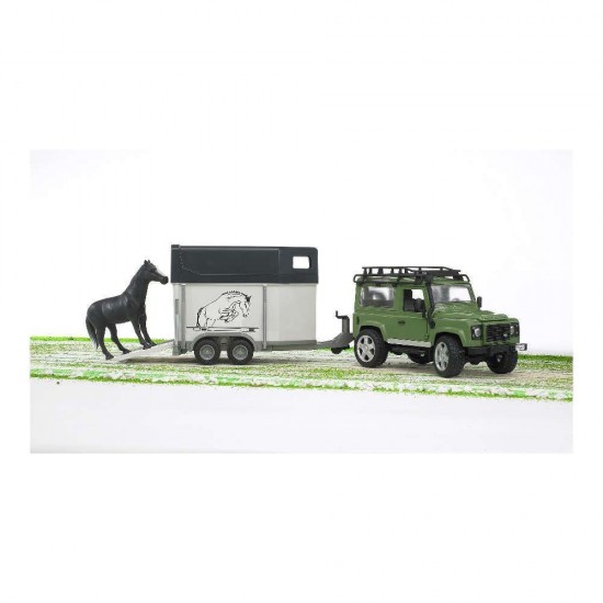 Bruder Land Rover Defender με Τρέιλερ Αλόγου & Άλογο 1:16 BR002592