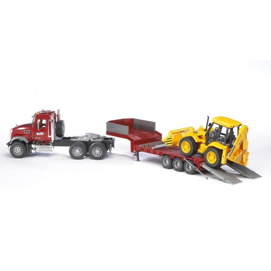 Bruder Φορτηγό MACK Granite με Επικαθήμενη Καρότσα και Φορτωτή/Εκσκαφέα JCB 4CX 