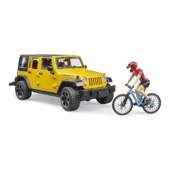 Bruder Jeep Wrangler Rubicon με Ποδήλατο και Αναβάτη 1:16