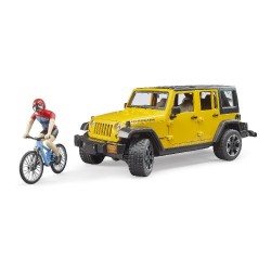 Bruder Jeep Wrangler Rubicon με Ποδήλατο και Αναβάτη 1:16