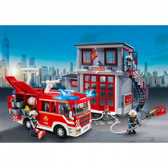 Playmobil Αρχηγείο Και Όχημα Πυροσβεστικής 71603