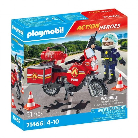 Playmobil Action Heroes Πυροσβέστης με Μοτοσικλέτα 71466