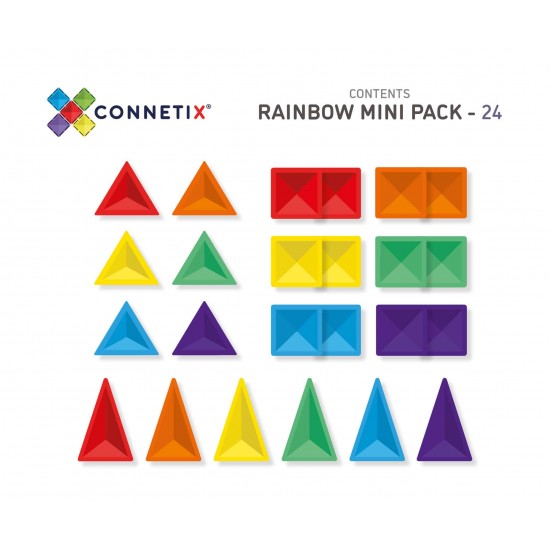 Connetix Μαγνητικά τουβλάκια κατασκευών 24 piece Rainbow Mini Pack EU