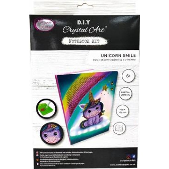 Craft Buddy Notebook Crystal Art Unicorn Smile CANJ-3