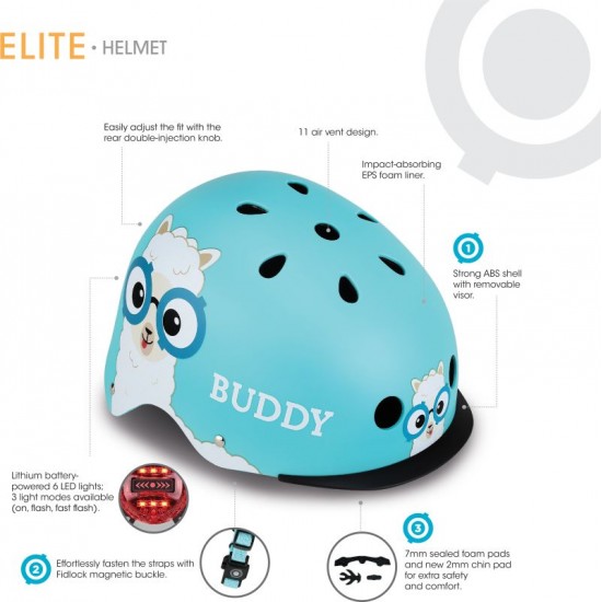 Globber Κράνος Elite Lights XS/S (48-53cm) Sky Blue Buddy (507-105)