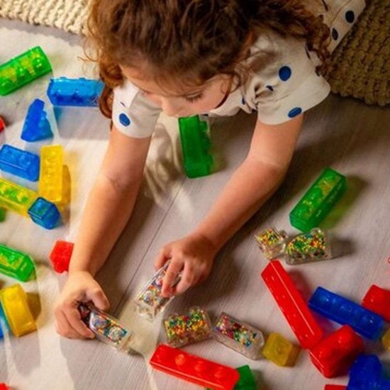 Jelly Blox Stash N Stack Κουτί Αποθήκευσης 2 σε 1 με 30 Squishy Τουβλάκια 30τεμ. GL931693