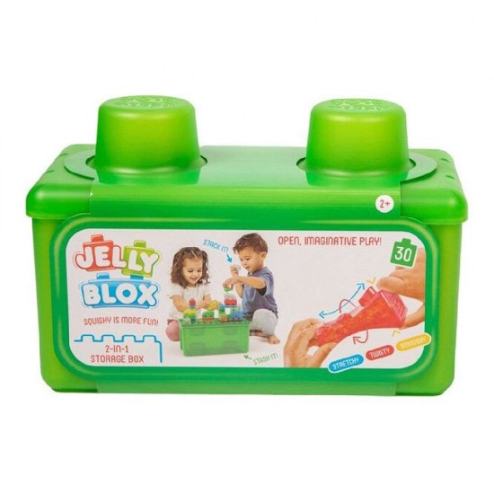 Jelly Blox Stash N Stack Κουτί Αποθήκευσης 2 σε 1 με 30 Squishy Τουβλάκια 30τεμ. GL931693
