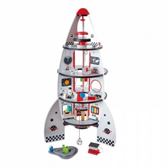 Hape Early Explorer Ξύλινο Διαστημόπλοιο Four-Stage Rocket Ship E3021A