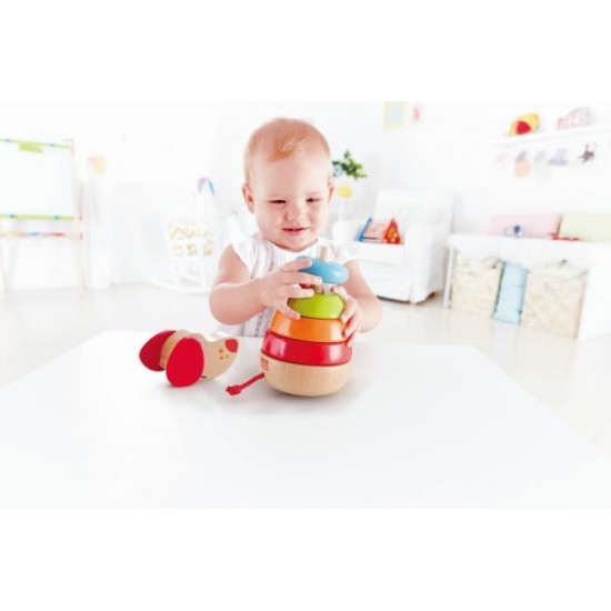 Hape Pepe Sound Stacker (E0448A) - Ο Πέπε Μαθαίνει Σχήματα & Χρώμματα Στα Παιδιά & Γαυγίζει Όταν Του Χτυπούν Το Κεφαλάκ