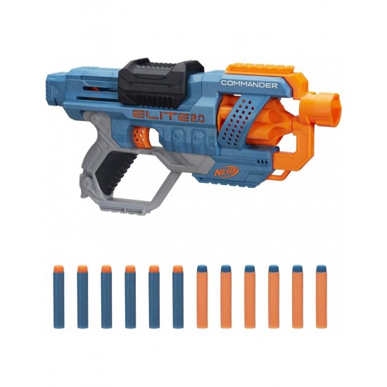 Nerf Elite 2.0 Commander Rd-6 Blaster, 12 Official Nerf Darts E9485