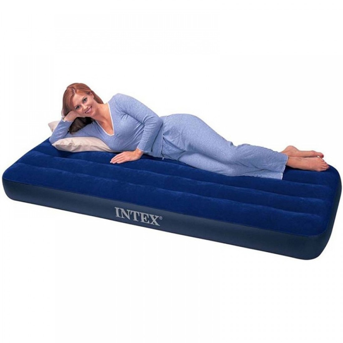 Двуспальный надувной матрас intex classic downy bed king 183х203х25 см