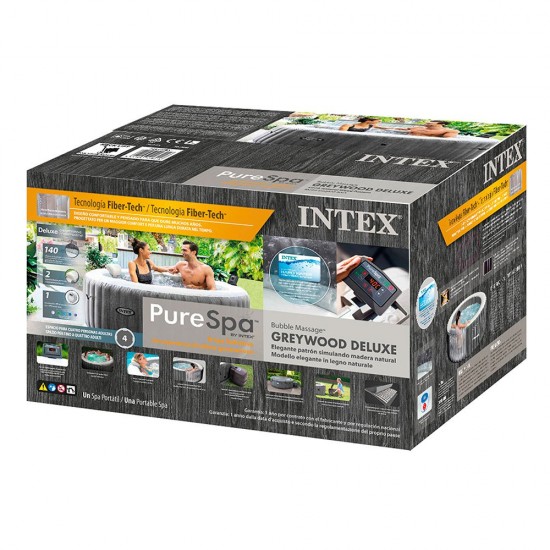 Intex Greywood Deluxe Bubble Massage Πισίνα PVC Φουσκωτή Υδρομασάζ 