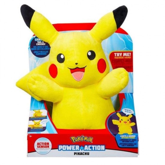 Jazwares Λούτρινο Pikachu Power Action Με Φως Και Ήχο 25cm (JW000025)