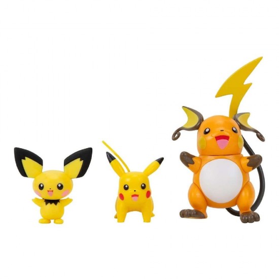 Jazwares Pokemon Φιγούρες Μάχης Evolution Pack Pichu, Pikachu, Raichu 3τεμ. 