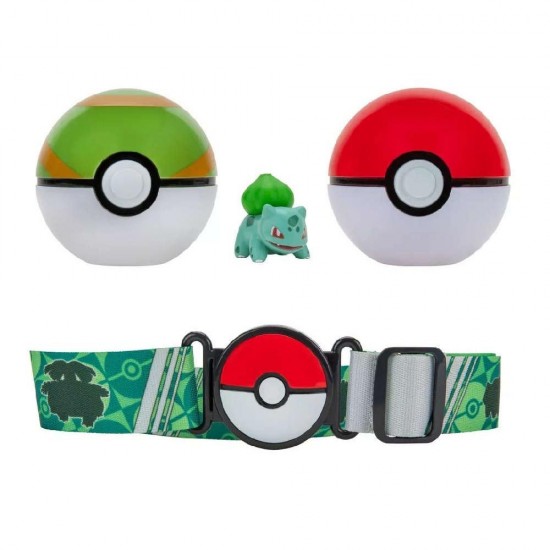 Jazwares Pokemon Clip N Go Ζώνη, Poke Balls και Φιγούρα Bulbasaur Wave 9