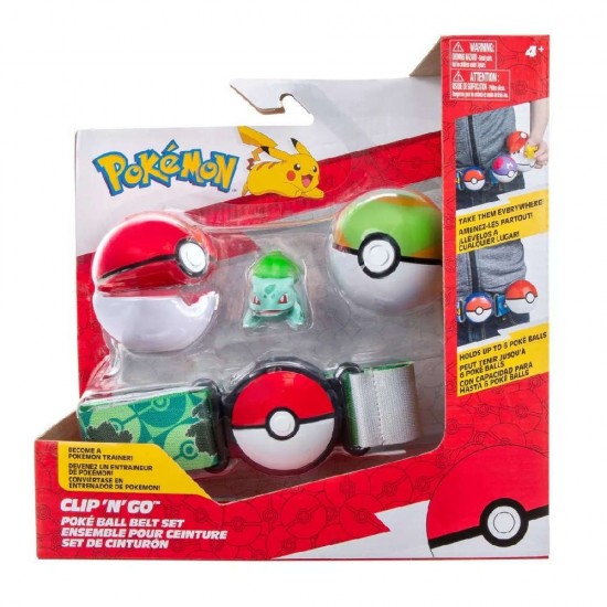 Jazwares Pokemon Clip N Go Ζώνη, Poke Balls και Φιγούρα Bulbasaur Wave 9