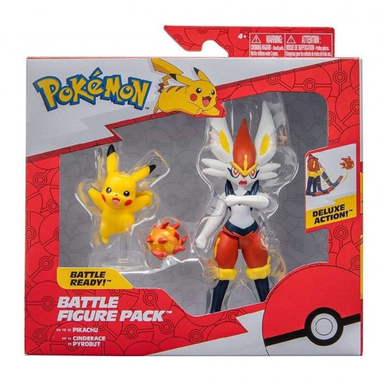 Jazwares Pokemon Φιγούρες Μάχης Σετ Cinderace 11εκ. & Pikachu 5εκ 