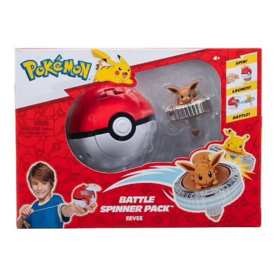 Jazwares Pokemon Σετ Μάχης Spinner Eevee & Pokeball Εκτοξευτής 