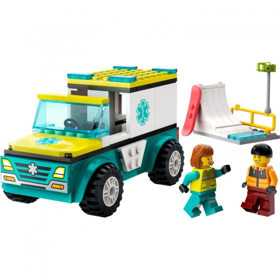 Lego City Emergency Ambulance And Snowboarder 60403