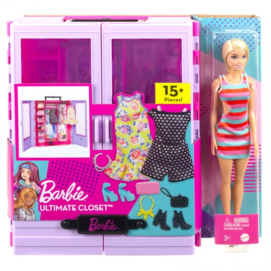 Mattel Barbie Νέα Ντουλάπα της Barbie με κούκλα HJL66