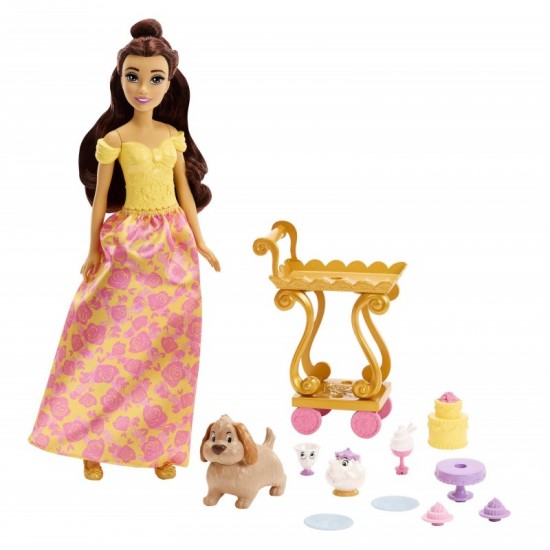 Mattel Κούκλα Disney Princess Belle’s Tea Time Cart