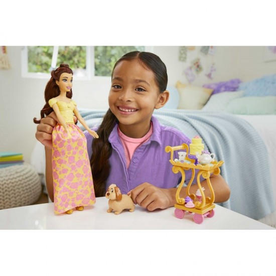 Mattel Κούκλα Disney Princess Belle’s Tea Time Cart