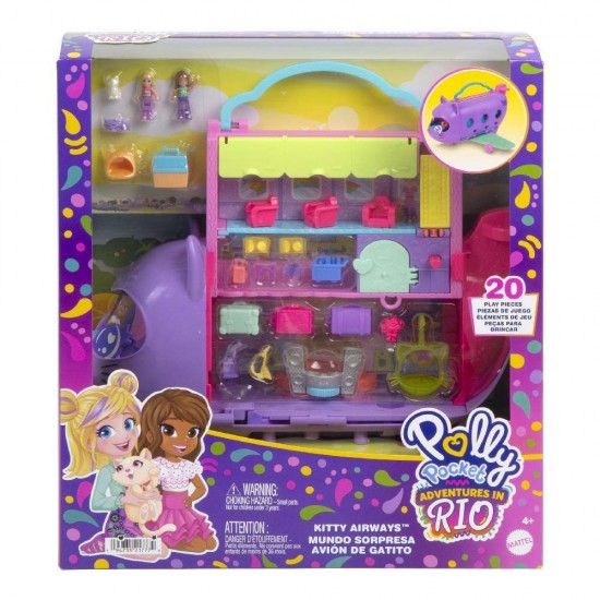 Mattel Polly Pocket Mini Adventures In Rio Αεροπλανάκι Γατάκι Σετ Παιχνιδιού HWP19