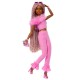 Mattel Barbie Deluxe Style Fashionistas Soft Pink Jumpsuit Μαλλιά Κοτσιδάκια HYV28