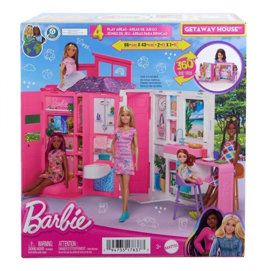 Barbie Σπιτάκι Βαλιτσάκι με 4 Δωμάτια & Αξεσούαρ Σετ Παιχνιδιού HRJ76