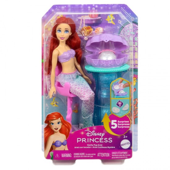 Mattel Disney Princess Ariel Vanity Pop Mermaid Fashion Doll με κοχύλι έκπληξη JBF86 Mattel Disney Princess Ariel Vanity Pop Mermaid Fashion Doll με κοχύλι έκπληξη JBF86
