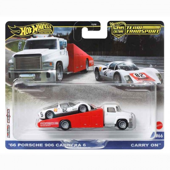 Mattel Hot Wheels Premium Νταλίκες με Αυτοκινητάκια '66 Porsche 906 Carrera 6 & Carry On 