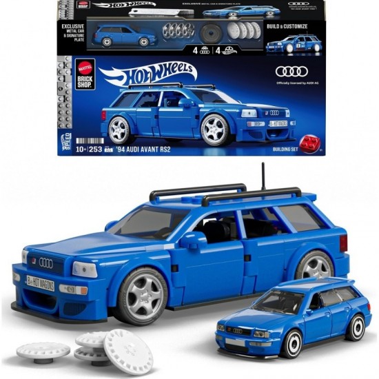 Mattel Brick Shop Hot Wheels Audi Avant RS2 Building Toy Kit (253 Pieces)