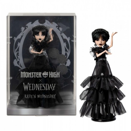 Mattel Monster High Συλλεκτική Κούκλα Wednesday Addams Rave N Wednesday Black Dress HXJ03