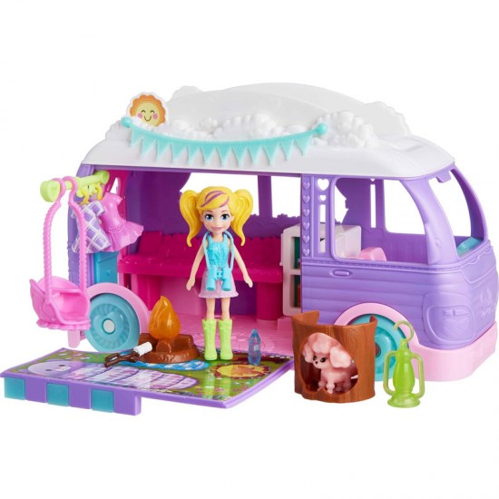 Mattel Polly Pocket Glamping Camper Van - Τροχόσπιτο JCC32