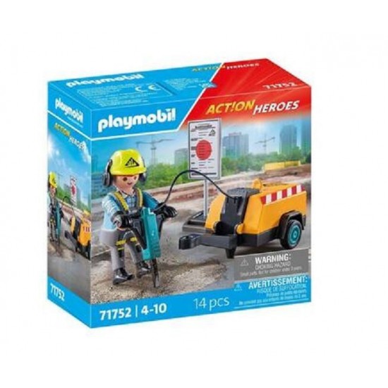 Playmobil Action Heroes Εργάτης με Κομπρεσέρ 71752