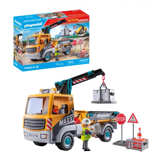 Playmobil Action Heroes Φορτηγό Με Γερανό 71750