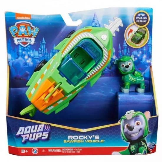 Spin Master Paw Patrol Aqua Pups Themed Vehicle Rocky's Sawfish Vehicle 20139009