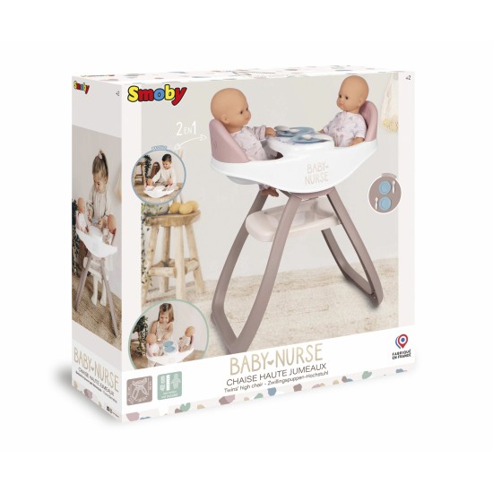 Smoby Καρεκλακι Baby Nurse Twin High Chair Μπεζ - 220371