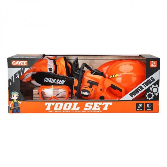 Zita toys Σετ Αλυσοπρίονο Μπαταρίας με Κράνος , Γυαλιά και Γάντια