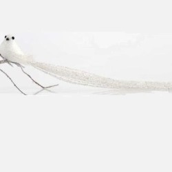 Διακοσμητικό στολίδι Πουλάκι λευκό με κλιπ 